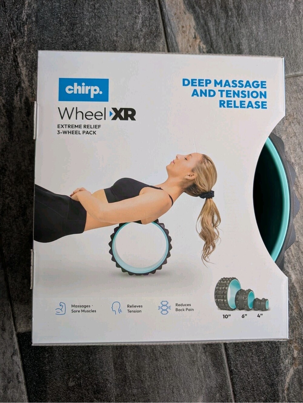 Chirp Wheel XR Extreme Relief 3-Pack Back Pain Massage Roller Set 4" 6" 10" New